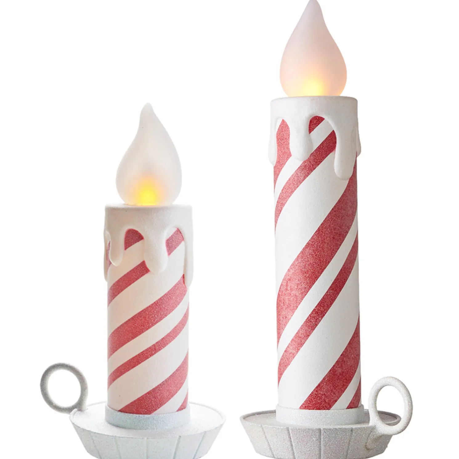 Raz 17.5" or 22.5" Battery Operated Peppermint Striped Large Candle Christmas Decoration