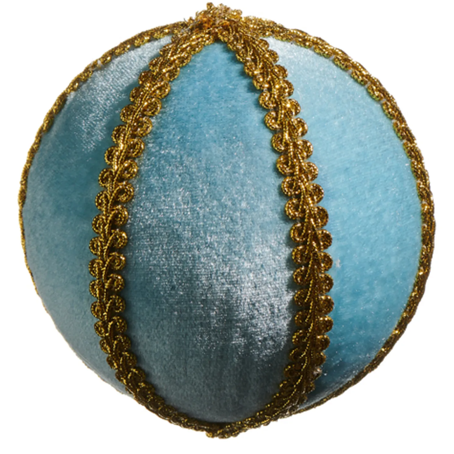 Raz 4" or 5" Blue Velvet with Gold Braid Christmas Ball Ornament