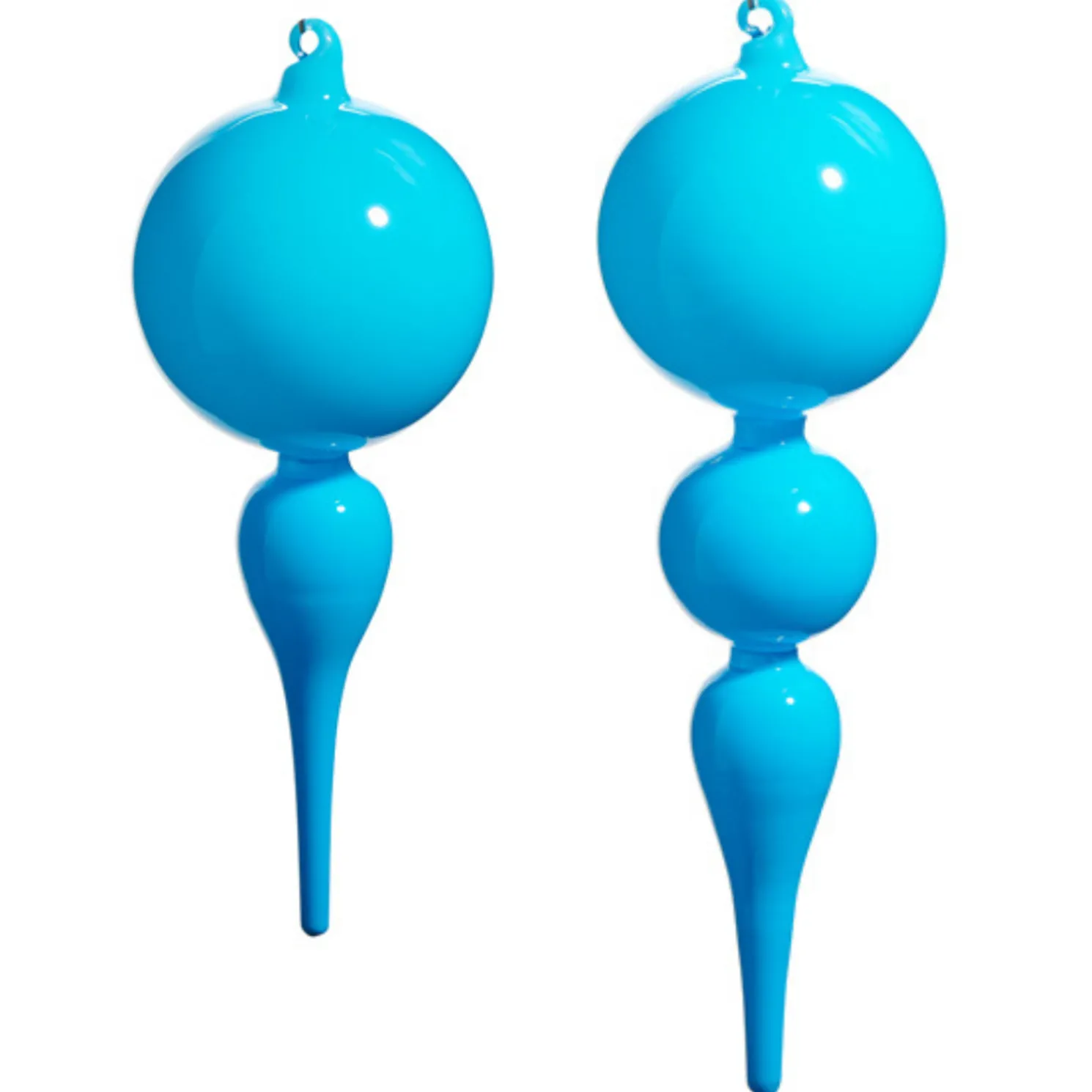 Raz 8" or 10" Bright Blue Finial Glass Christmas Ornament