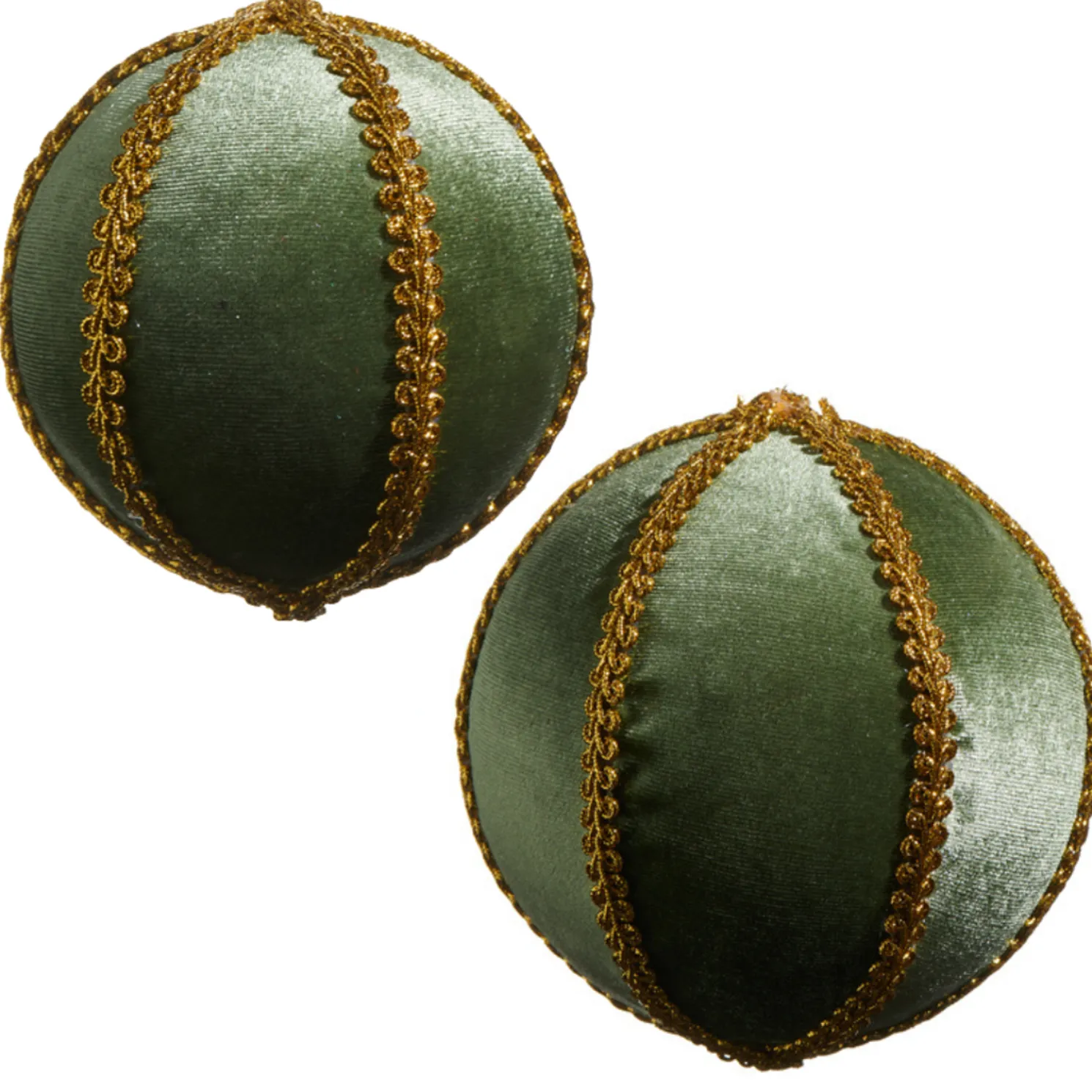 Raz 4" or 5" Green Velvet with Gold Braid Christmas Ornament