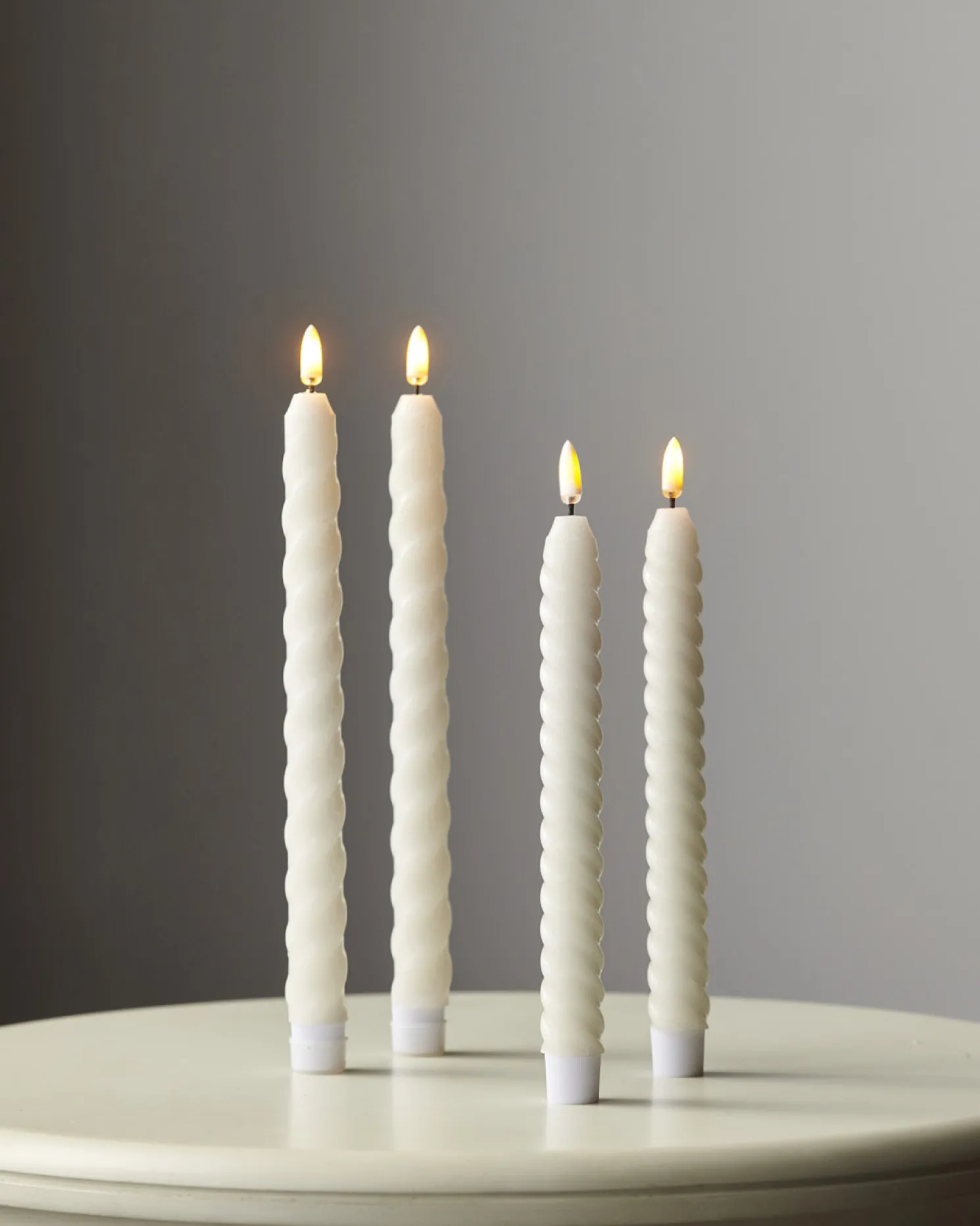 Raz 8.5" or 10.5" Ivory Twist Flameless Taper Candles
