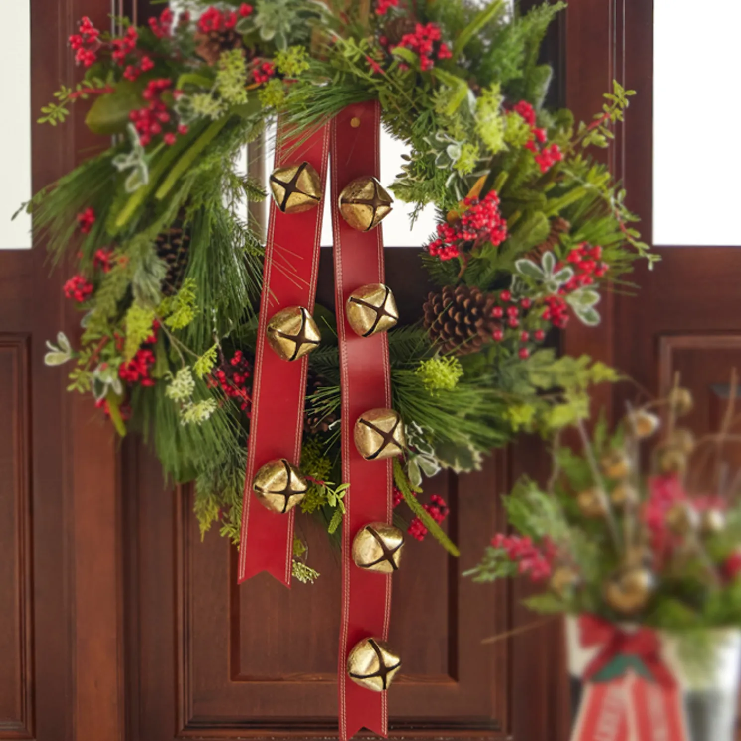 Raz 24" or 32" Red Sleigh Bell Door Hanger Christmas Decoration