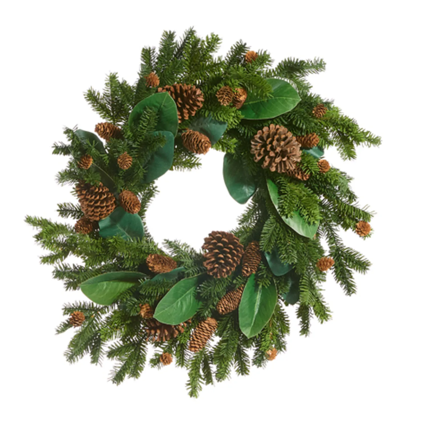Raz 28" Pine and Magnolia Leaf Christmas Wreath W4511731