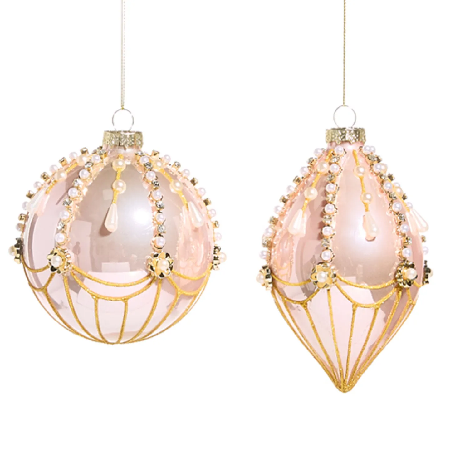 Raz 4.5" Pink and Pearl Fairground Glass Christmas Ornament 4524985