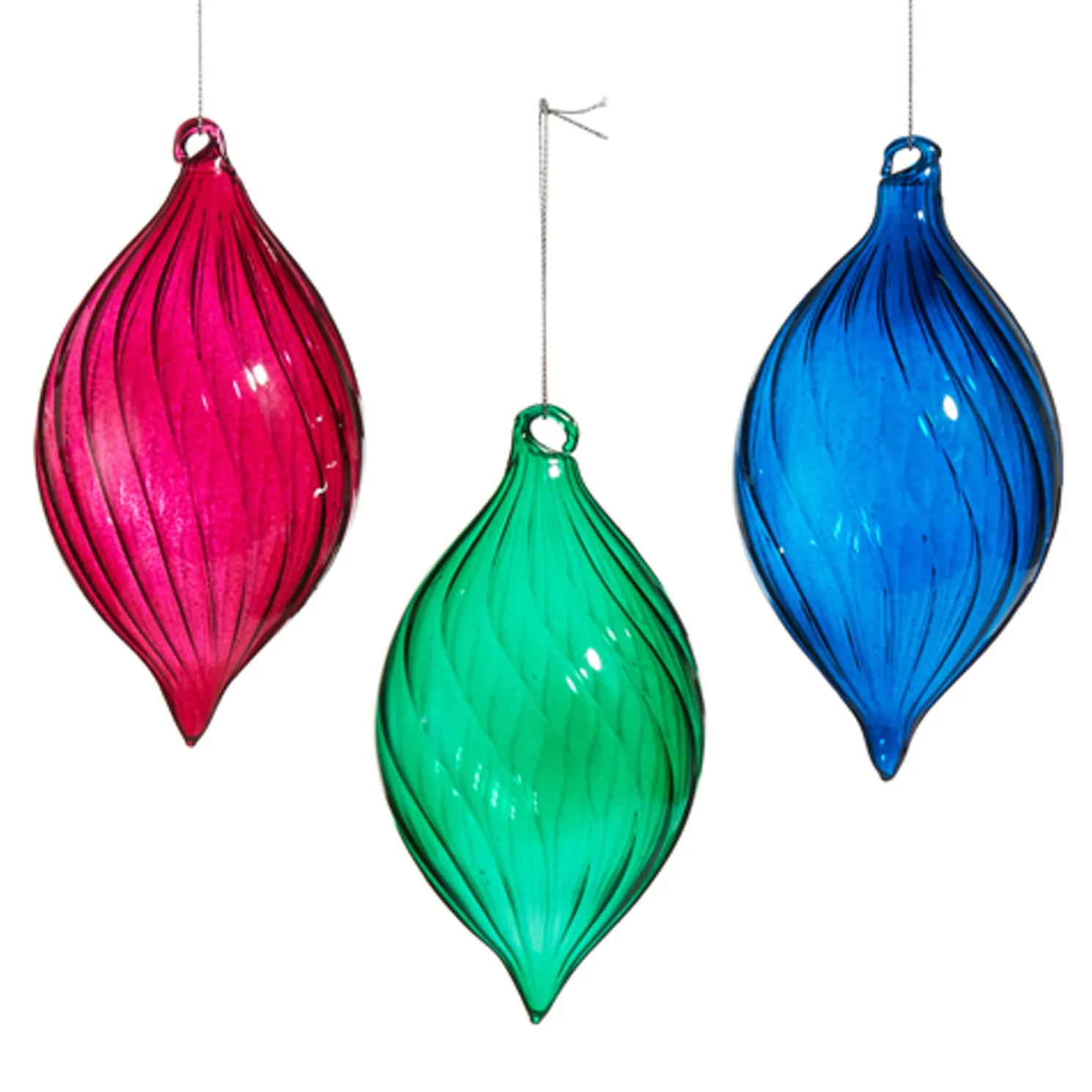 Raz 6" Pink, Green, or Blue Blown Glass Christmas Ornament 4523104
