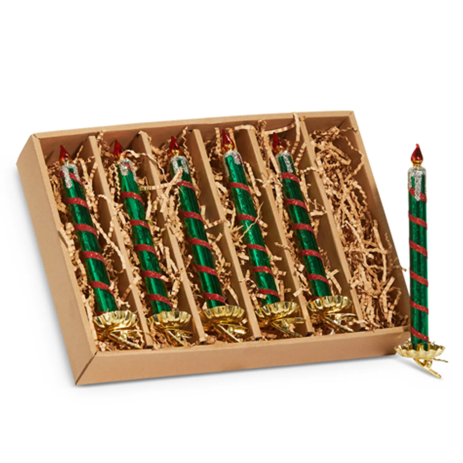 Raz 7.5" Red and Green Clip On Glass Christmas Ornament 4524922