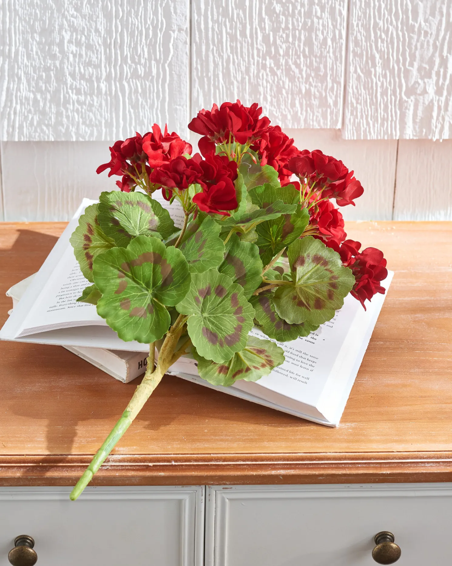 Raz 18" Red Geranium Bush Spring Floral Spray F3702142