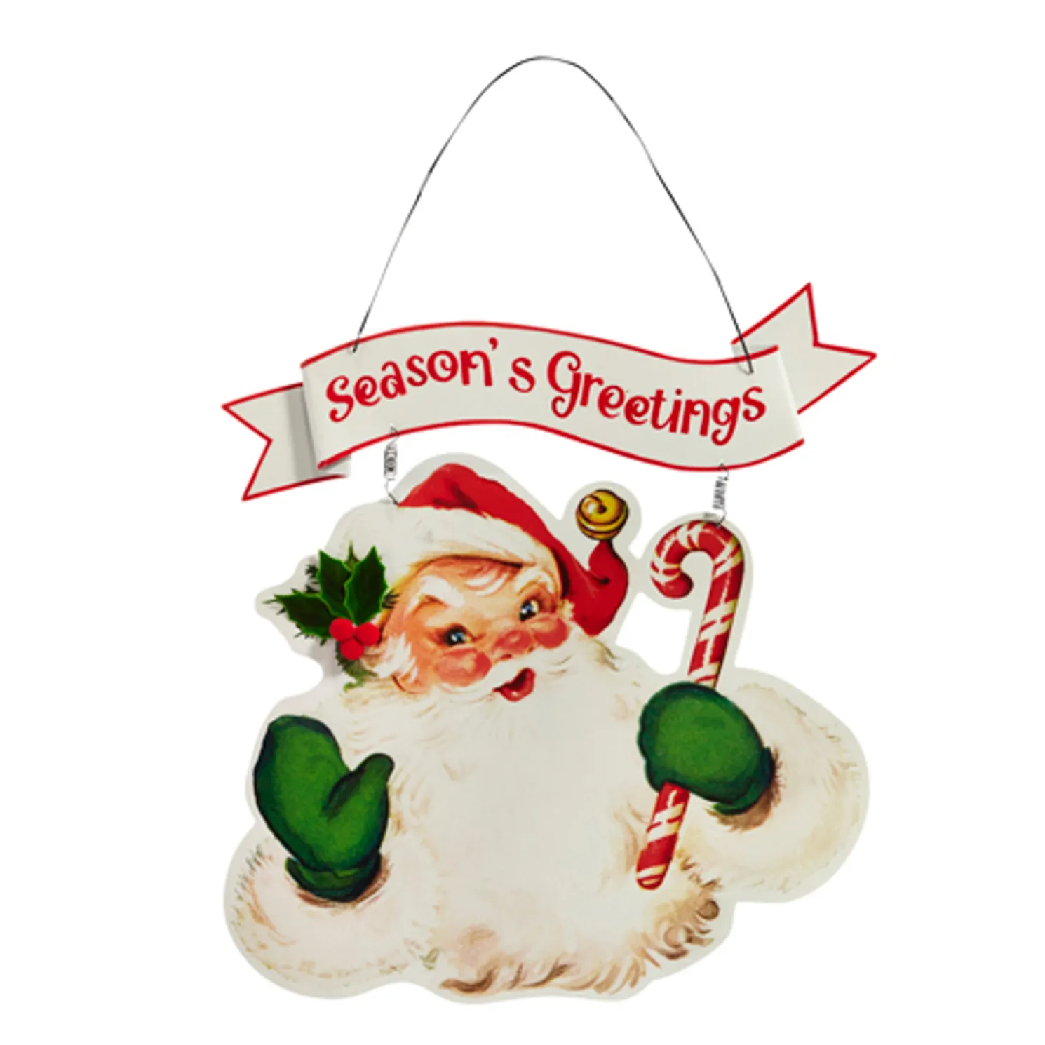 Raz 17" Retro Santa Metal Wall Hanging Sign Christmas Decoration 4416275