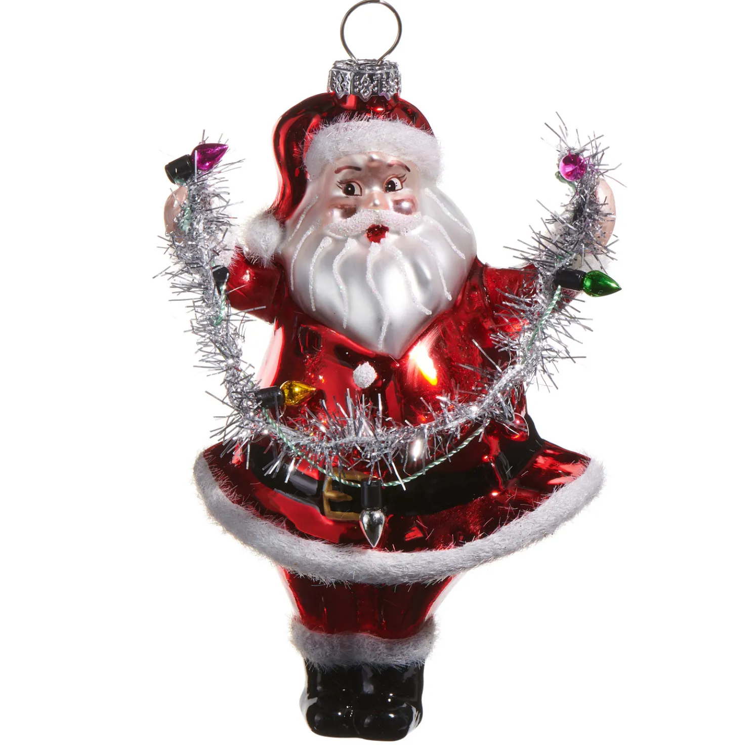 Raz 5" Santa Holding Lights Vintage Glass Christmas Ornament 4524860