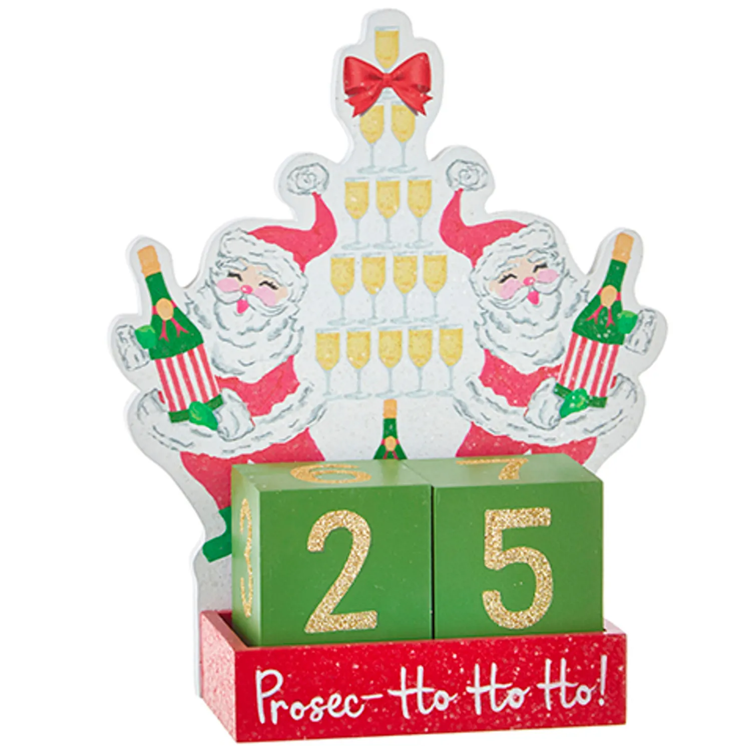 Raz 8.25" Santa's Champagne Tree Christmas Countdown Blocks 4216286