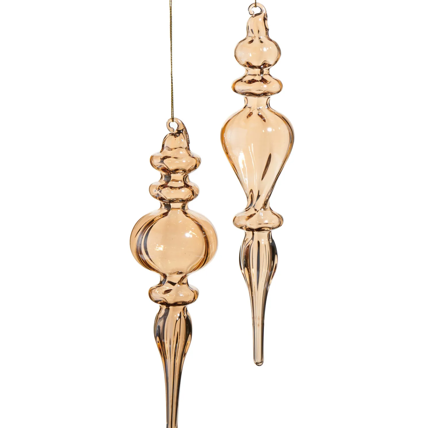 Raz 7.75" Set of 2 Pearlized Finial Glass Christmas Ornament Set 4523000