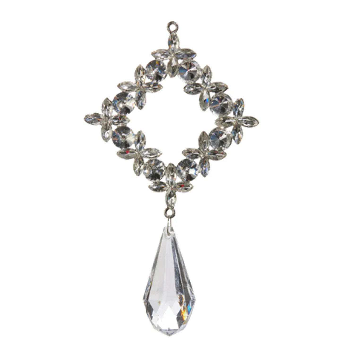 Raz 5.25" Silver Square Crystal Drop Christmas Ornament 4416208