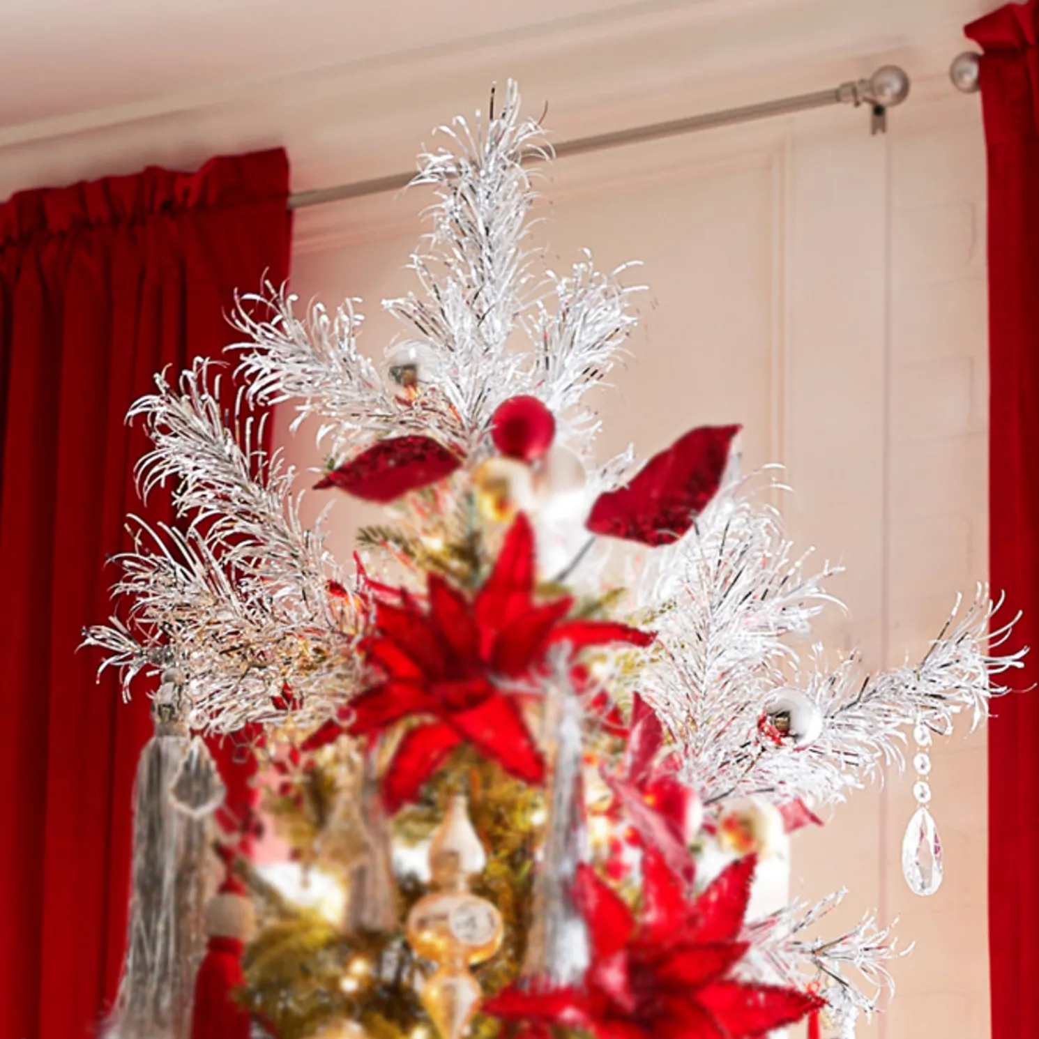 Raz 28" Silver Tinsel Christmas Tree Spray F4302403