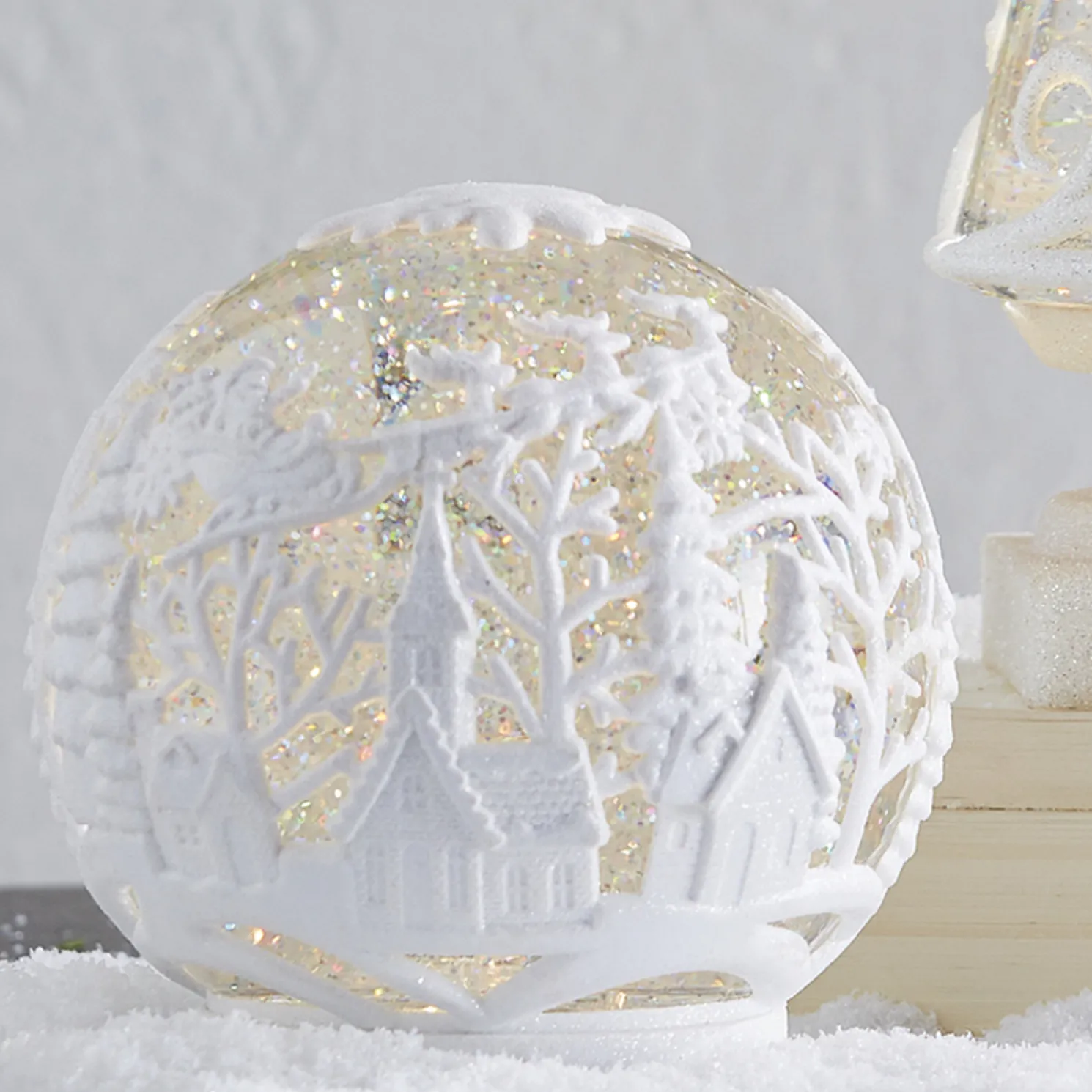Raz 6.25" Town Scene Glittered Embossed LED Lighted Water Globe Christmas Decoration 4119076