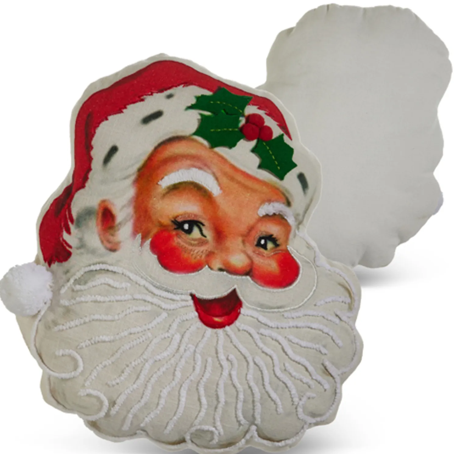 Raz 15" Vintage Inspired Santa Face Cut Out Christmas Pillow 4419355