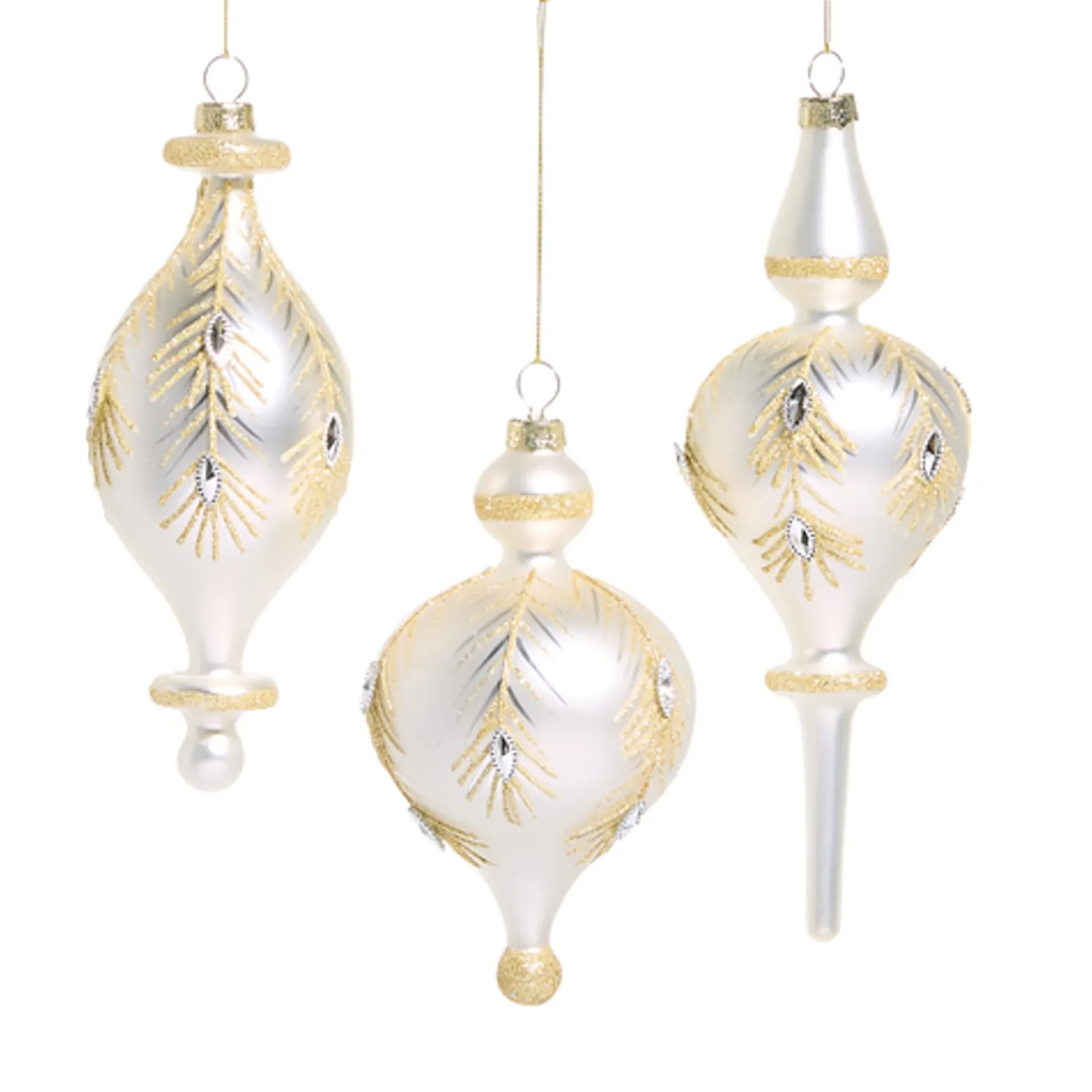 Raz 8.25" White and Gold Glass Christmas Ornament 4524981