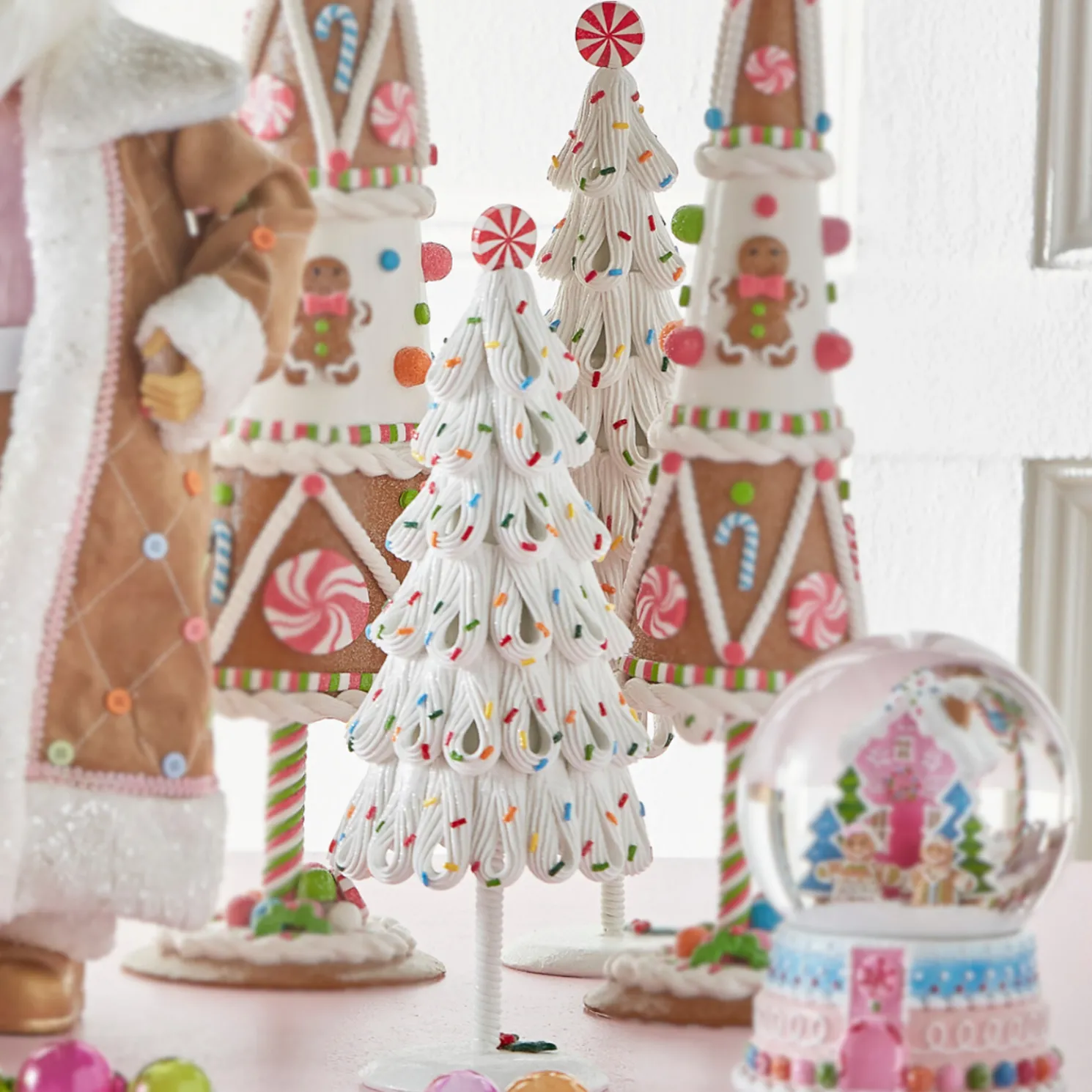 Raz 14.75" White Icing Trees with Sprinkles Christmas Decoration Set of 2 4512502