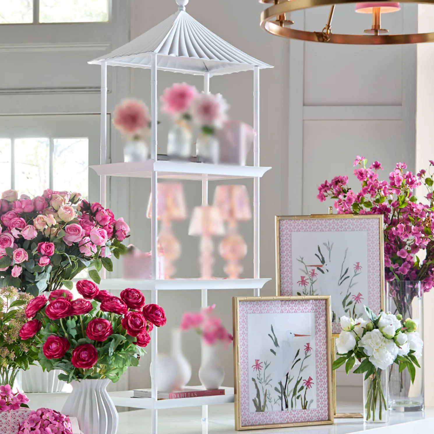 Raz 60" White Pagoda Etagere Iron Shelf 4527917