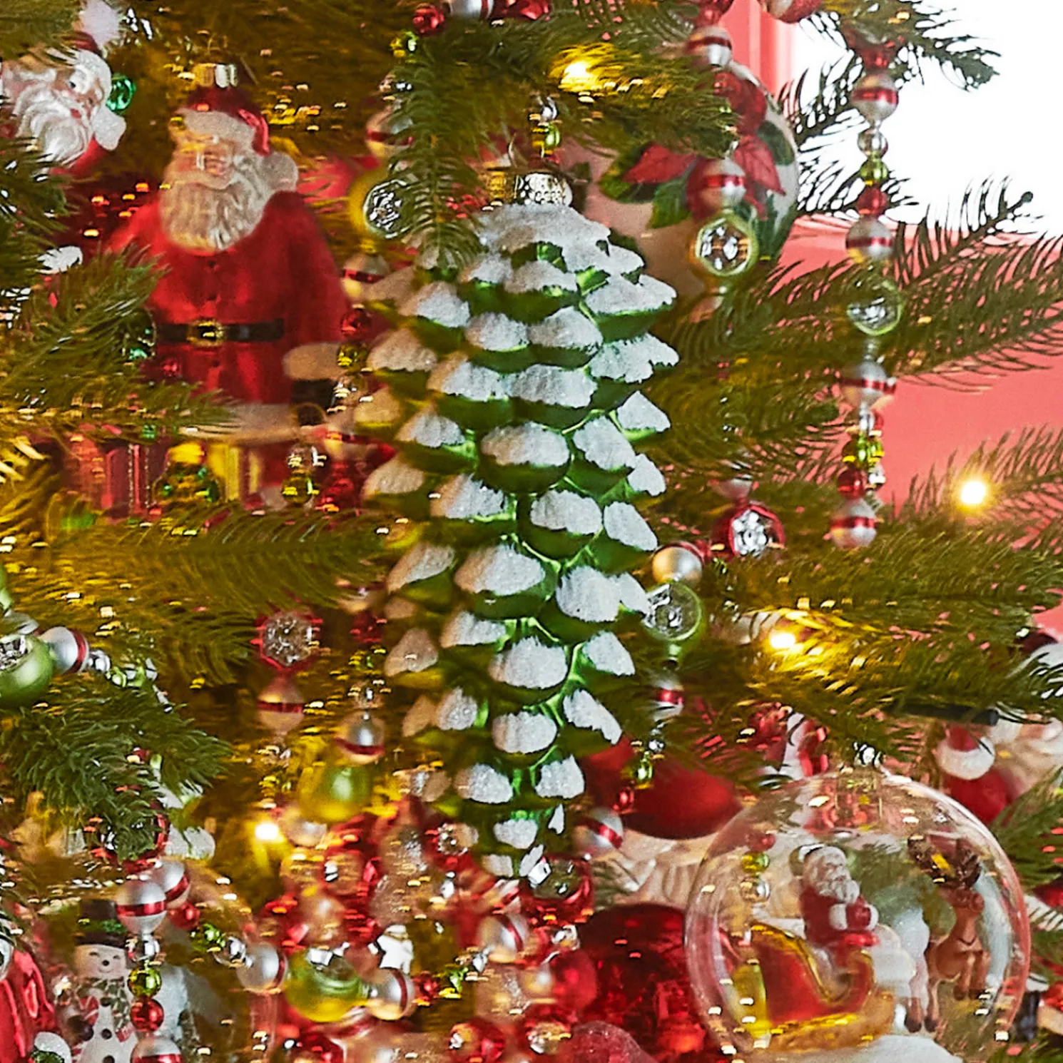 Raz Eric Cortina 8" Snowy Green Pinecone Glass Christmas Ornament 4553107