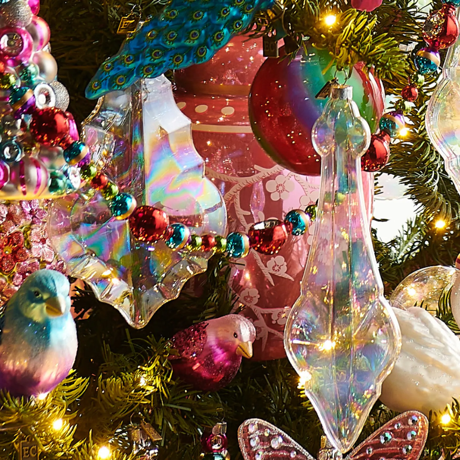 Raz Eric Cortina 6.75" or 8" Iridescent Grand Crystal Drop or Point Glass Christmas Ornament