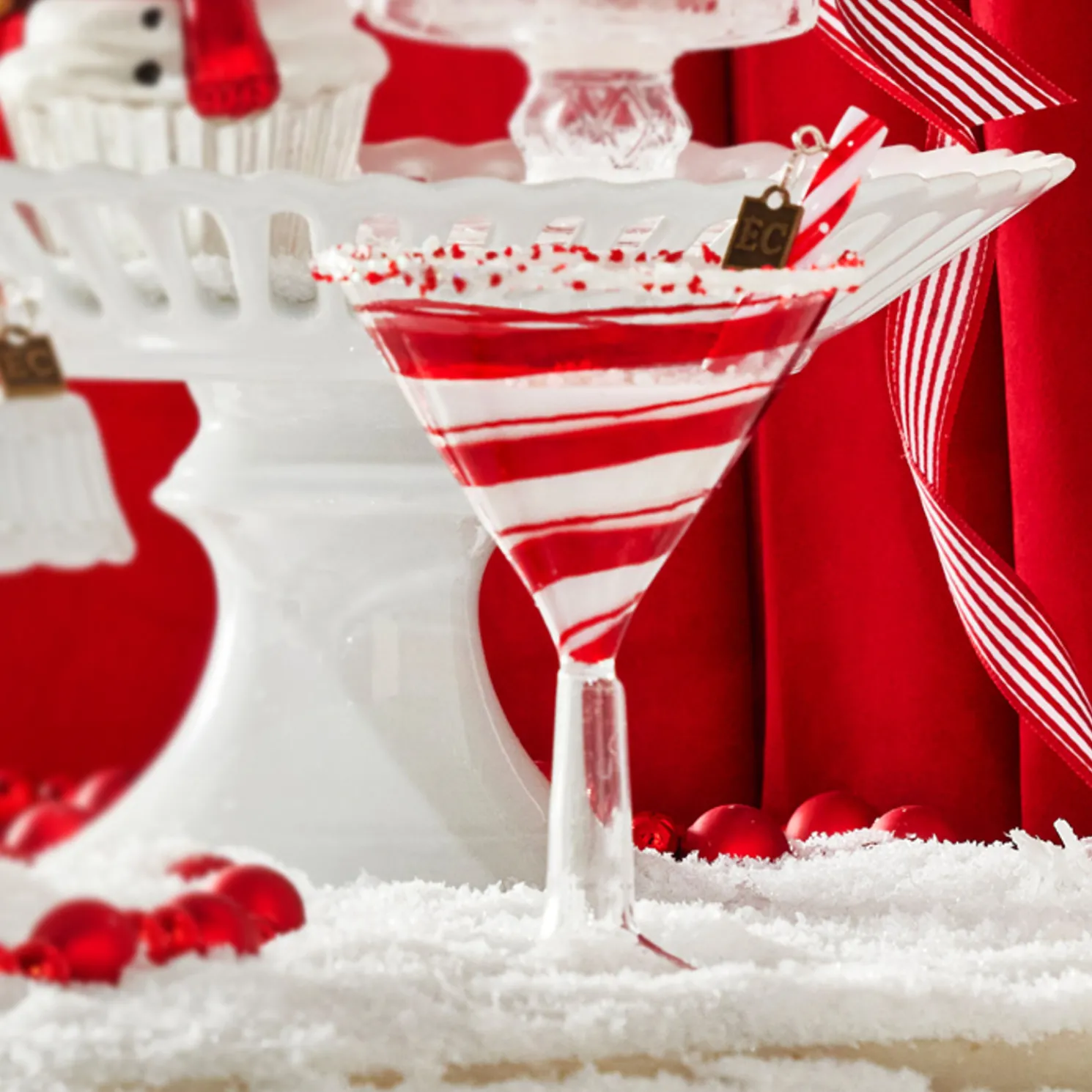 Raz Eric Cortina 6" Peppermint Cocktail Glass Christmas Ornament 4353119