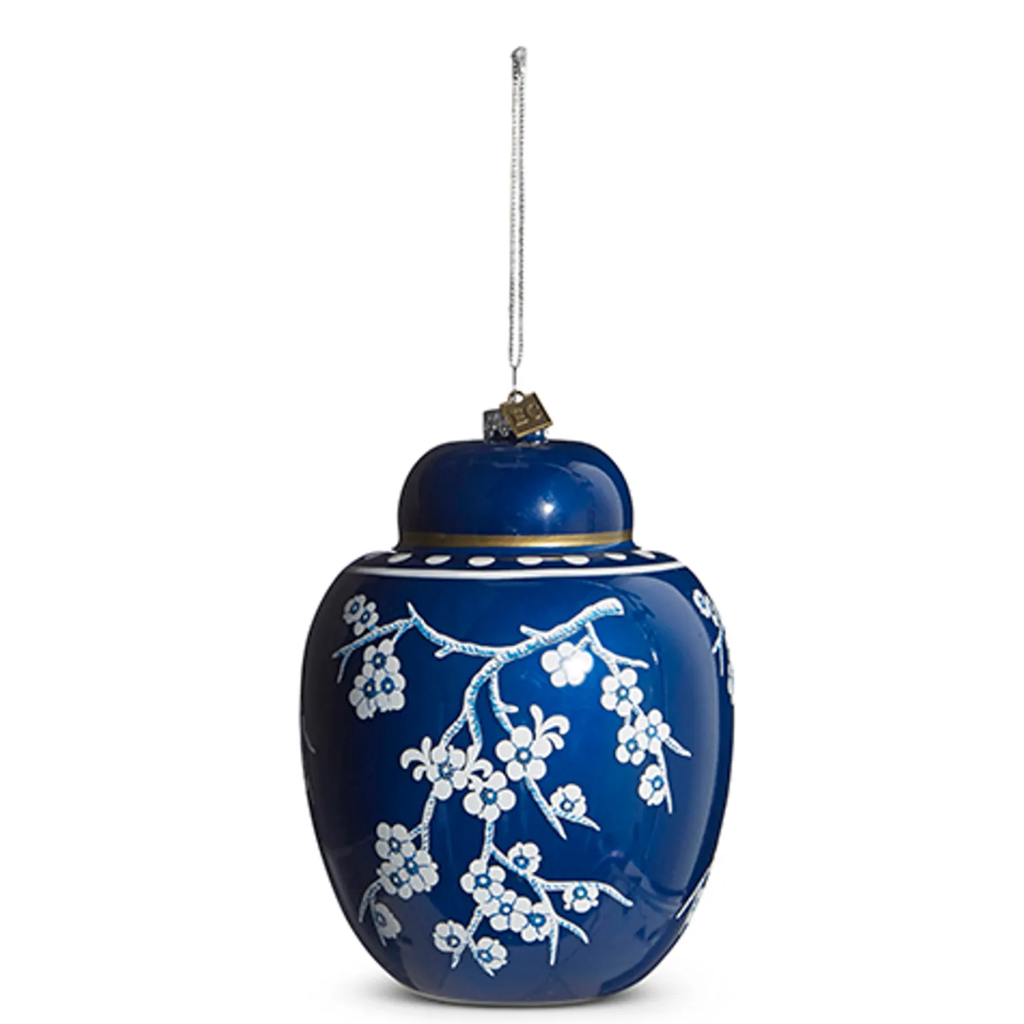 Raz Eric Cortina Large 6.5" Dark Blue Ginger Jar Glass Christmas Ornament 4353180