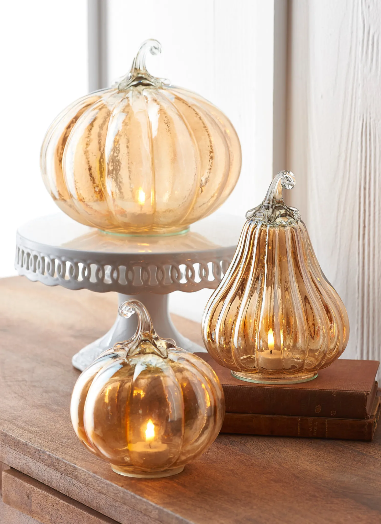 Raz Glass Pumpkins Fall or Halloween Decoration