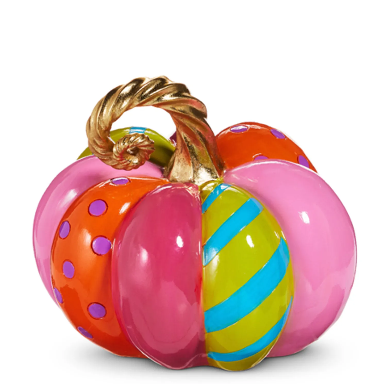Raz Multicolor High Gloss Pumpkin Halloween Decoration