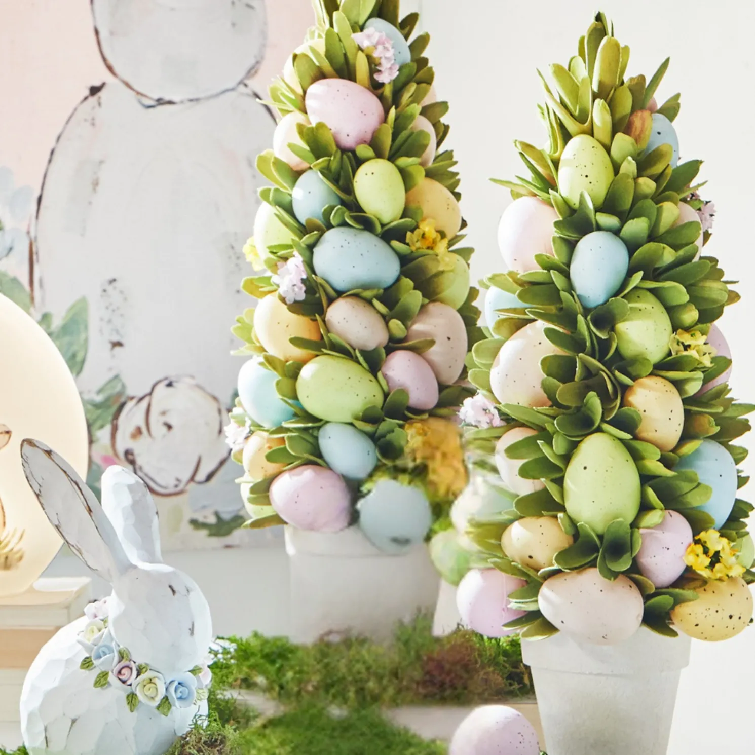 Raz Set of 2 Easter Egg Topiary Trees 4353304