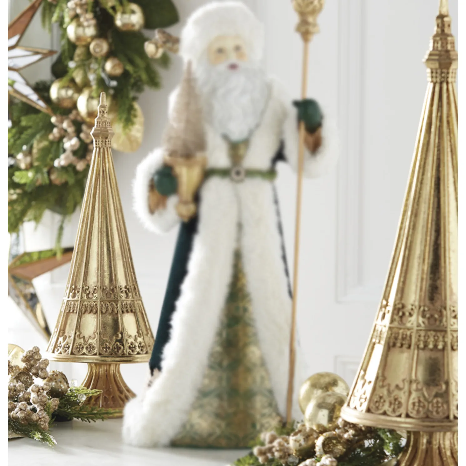 Raz Set of 2 Gold Leaf Christmas Tree Decoration 4210224