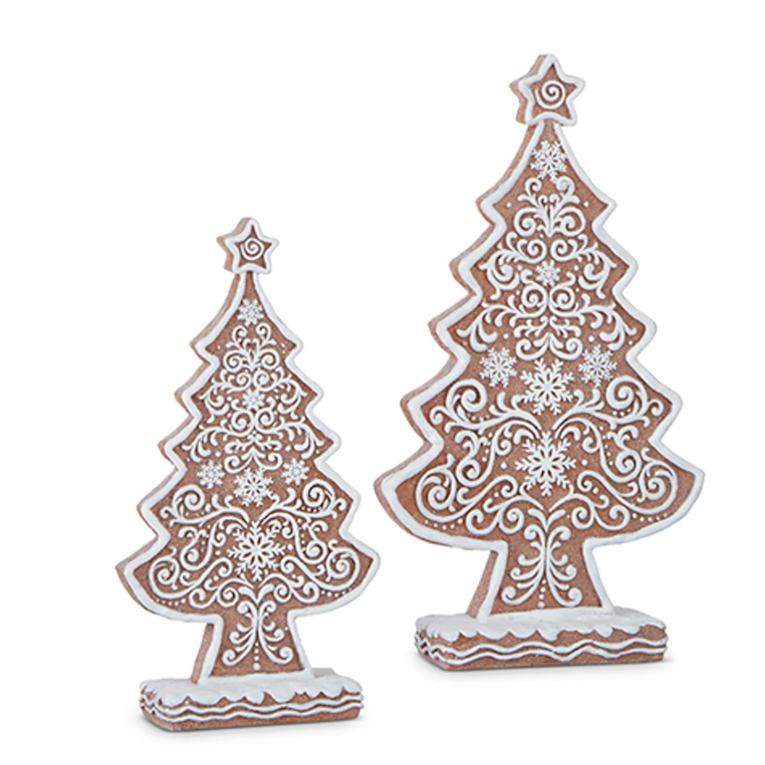 Raz Set of 2 Large Frosted Gingerbread Trees 4312156