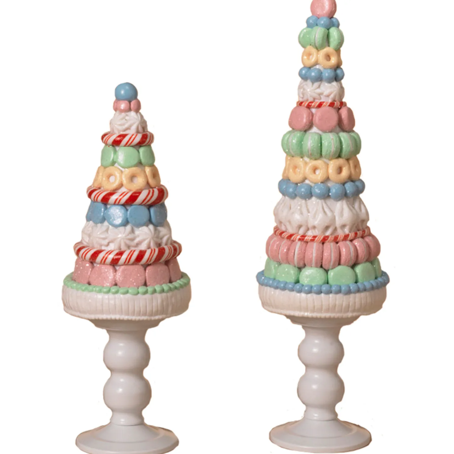 Set of 2 Clay Dough Macaroon and Candy Christmas Trees 2656800