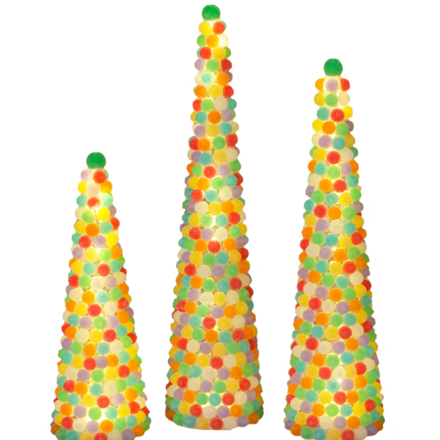 Set of 3 Lighted Gumdrop Christmas Trees 2660540