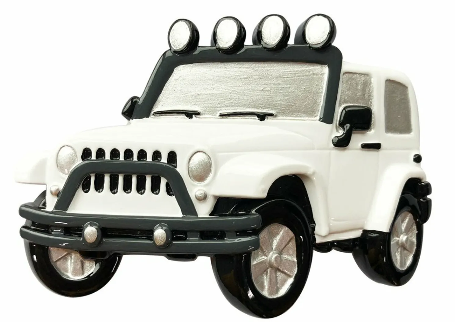 White Jeep 4X4 Personalized Christmas Ornament White OR1763-W